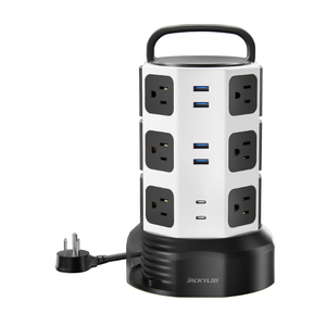 Power Strip Tower Surge Protector, JACKYLED 12 Outlets 6 USB (2 USB C) Charging Station, Extension Cord with Multiple Outlets, 1050J 1625W/13A Outlet Extender 6.5ft Extension Cord for Home Office