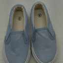 Toandon Toddler Girls Kids Sparkle Slip On Sneakers Loafers Age 2-10 (Glitter Blue) Size 8