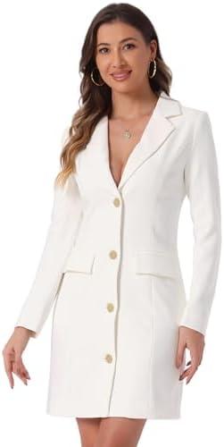 Allegra K Women's Blazer Dress Notched Lapel Collar Teacher Office Work Jackets Outfits, Small