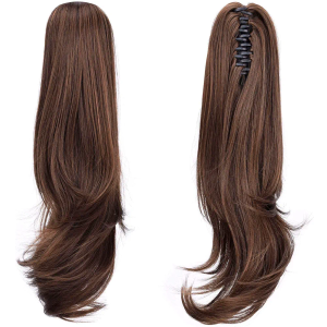 Ponytail Extension, 20" Long Wavy Synthetic Fiber Hairpiece, Clip-in Ponytail Wig for Women (Light Brown)