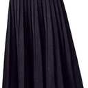 Women's Elastic High Waist Skirt Elegant Knitted A-Line Skirt Ladies Pleated Casual Long Skirts S Black