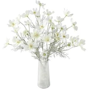Floroom 5 Pcs Artificial Flowers Ivory Fake Cosmos Faux Silk Flower for Indoor Home Decor, Party Arrangements, Wedding Bouquets, Floral Table Centerpieces, and Decorations