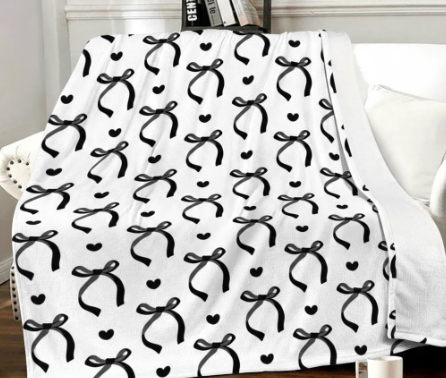 VOL&BASS Cute Pink Bow Throw Blanket 50" x 60",Pink Bow Flannel Throw Blankets Gifts for Women Girls, Aesthetic Preppy Bowknot Coquette Warm Blanket Room Decor for Home Bed Sofa Couch Chair Decoration