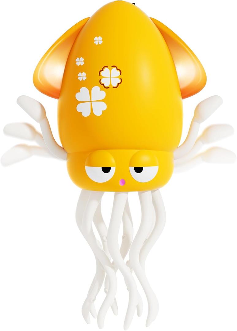 Electric Dancing Octopus Light Music Suitable for 6-12 Months Old Baby Toys, Kid Crawling Squid Toys Suitable for Toddler Tummy time, Birthday for 1 2 3 4 5 Year Old boy Girl (Yellow)