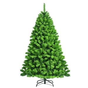  6.5ft Green Flocked Hinged Artificial Christmas Tree w/ Metal Stand Green