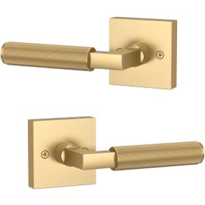 Asidrama 2 Pack Champagne Bronze Dummy Door Handles, Non-Turning Decorative Door Lever with Door Knobs for Closet, French Double Doors, Pantry & Interior Push/Pull Use 09