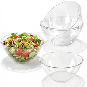 HOMIP 3 Pack Clear Plastic Serving Bowls 160Oz, Large Round Punch Bowls for Fruits, Popcorn, Chips, Dips, Condiments, Durable Disposable Serving Bowl for Events and Buffets