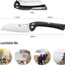 SENBON 440 Stainless Steel Super Sharp Pocket Folding Chef Knife Handle Camping Barbecue Outdoor Back Clip Portable (G10 bread knife)