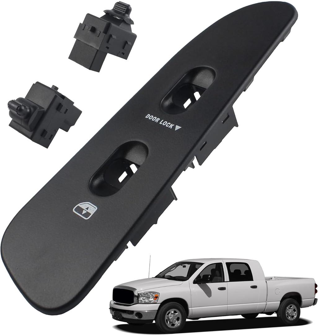 Front Right Passenger Side Power Window Switch & Door Lock Control Kit with Black Bezel Compatible with 2001-2009 Dodge Ram1500 2500 3500 Sprinter 2500 3500 Replaces 56007695AC 5HZ72XDVAA