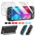 FYOUNG Clear Protective Case for Nintendo Switch 2(2025), Transparent Slim Hard Shell for Switch 2 Accessories, Scratch&Shock Protection Cover for Joycon 2 with Screen Protector, 8 Thumb Grip