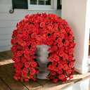 Artificial Flowers for Outdoor Decor, 2 Bundles Fake Silk Red Morning Glory Long Vines UV Resistant Realistic for Home Porch Patio Balcony Planter Decoration