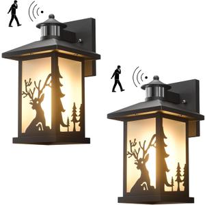 JAYNLT Motion Sensor Outdoor Wall Lights, Dusk to Dwan Outdoor Wall Sconce, Waterproof Rustic Porch Lights with Toughened Frosted Glass for House, Garage, Patio, Front Door(2PACK)