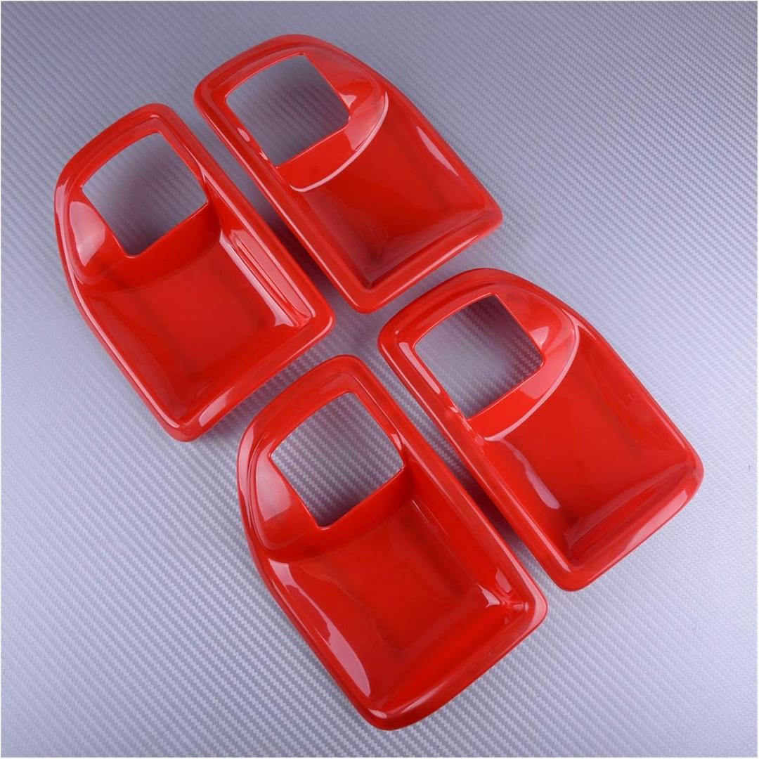 4pcs ABS Interior Door Handle Bowl Cover Trim Red for Jeep Wrangler JK 4 Door 2011 2012 2013 2014 2015 2016 2017 DKEKE