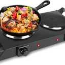 Electric Hot Plate, Electric Double Burners for Cooking, 2000W Countertop Dual Burner, Portable Cooking Stove Temperature Control, Easy to Clean, Cooktop for Home/RV, Black