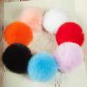 2 x 12 Pcs Small Faux Fur Pom Pom Balls 2.75 in Fur Fluffy Pompom Ball with Elastic Loop for Hats, Shoes, Scarves, Gloves, Bags, Key Chain Charms Accessories, 2 3/4 inches (Red)