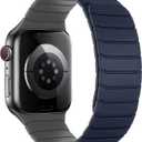 Magnetic Silicone Bands Compatible with Apple Watch 42mm(Series 11/10) 41mm 40mm 38mm, Sport Wristband for Men Women Compatible with iWatch SE Series 11 10 9 8 7 6 5 4 3, Dark Blue-Grey