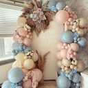 Gender Reveal Balloon Arch Garland Kit, 140Pcs Dusty Pink Misty Blue White Sand Nude Balloons for Boho Neutral Baby Shower Boy or Girl Gender Reveal Birthday Bear Theme Party Decorations