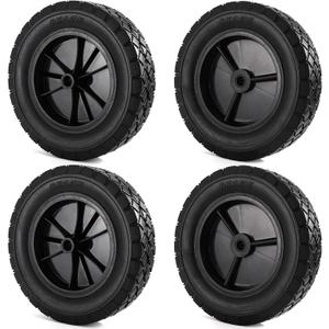 Covzoe 4 Pack 8 Inch Solid Rubber Tire, Universal Hand Truck Replacement Wheel 1/2-Inch Axle Hole, Lawn Mower Wheels for Cart, Trolley, Dolly