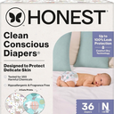 The Honest Company Comfort Dry Disposable Diapers for Sensitive Skin, Hypoallergenic, Above It All + All The Alpacas, Club Box Size Newborn 36 Count