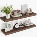 Acovy 36 Inch Floating Shelves, 36"x9.25"x1.5" Inch Deep Floating Shelves for Wall, Wooden Shelves for Bathroom, Bedroom, Living Room, Walnut, 2 Pieces