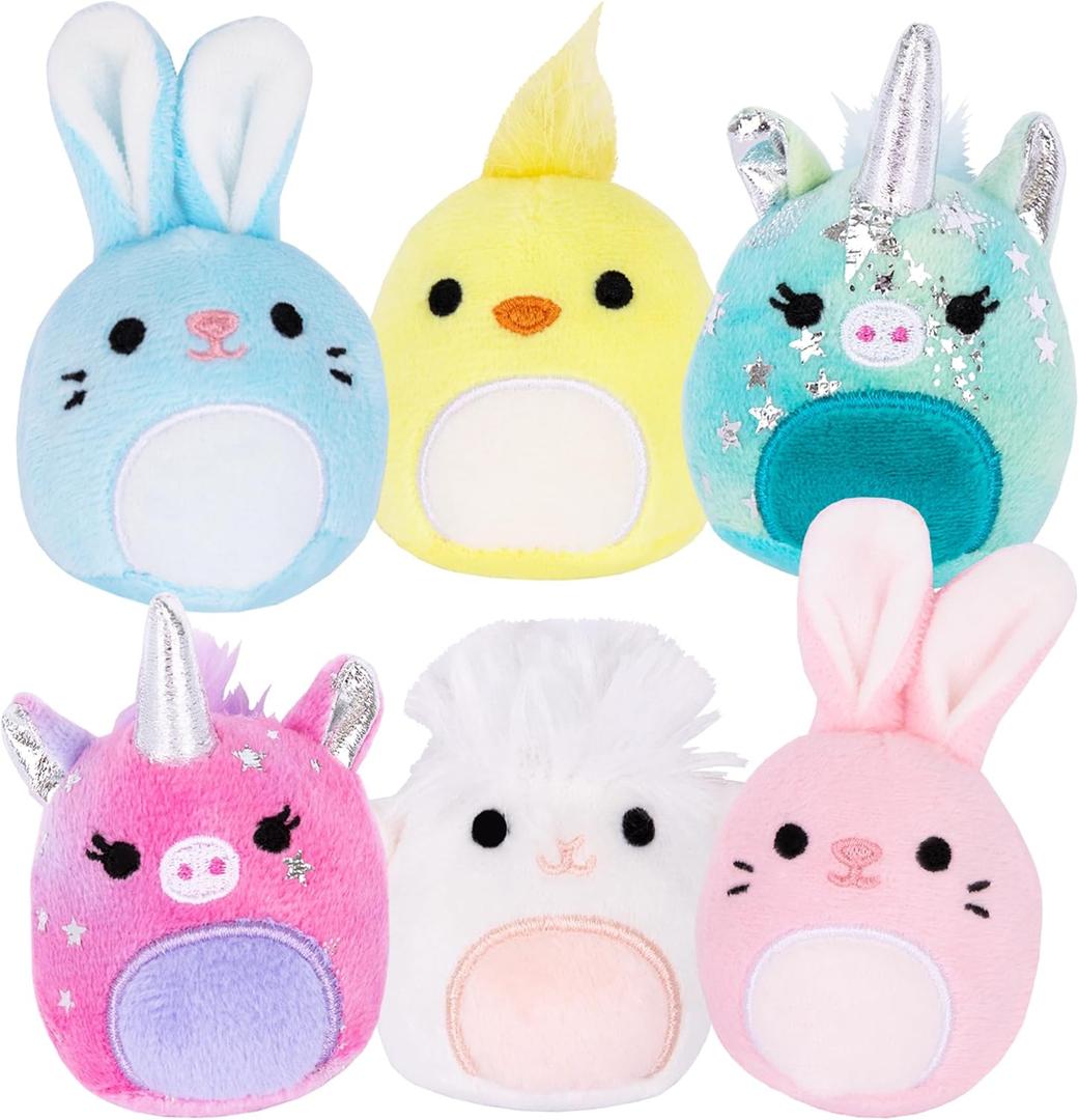 ArtCreativity Mini Plush Animal Toys  Set of 6 Soft Stuffed Animals for Kids in Pastel Colors  Bunny, Lamb, Chick & Unicorn Designs  Small Plush Toys for Goodie Bags, Party Favors & Gifts