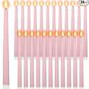 Macarrie 24 Packs Flameless Taper Candles Battery Operated Fake 11 Inch Long Candlelight LED Flameless Candlesticks Flickering Tapered for Summer Fall Wedding(Light Pink)