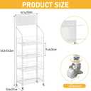 Retail Snack Display Rack 4-Tier White Metal Candy Potato Chip Metal Wire Display Shelf Brackets with Wheels & Hooks Multifunctional Snack Shelf Organizer for Pantry Kitchen, White, 19.6 x 10.6 x 56.2 inches