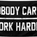 Nobody Cares Work Harder Motivational Gym Banner 3x5 Feet With 4 Brass Gaskets Tapestry Flag.Inspire Your Fitness Wall Decor.