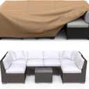 Patio Furniture Set Cover Waterproof, Heavy Duty Furniture Covers for Outdoor Sectional Sofa Set Wicker Rattan Table Chair Rectangular,98"L78"W30"H,Brown