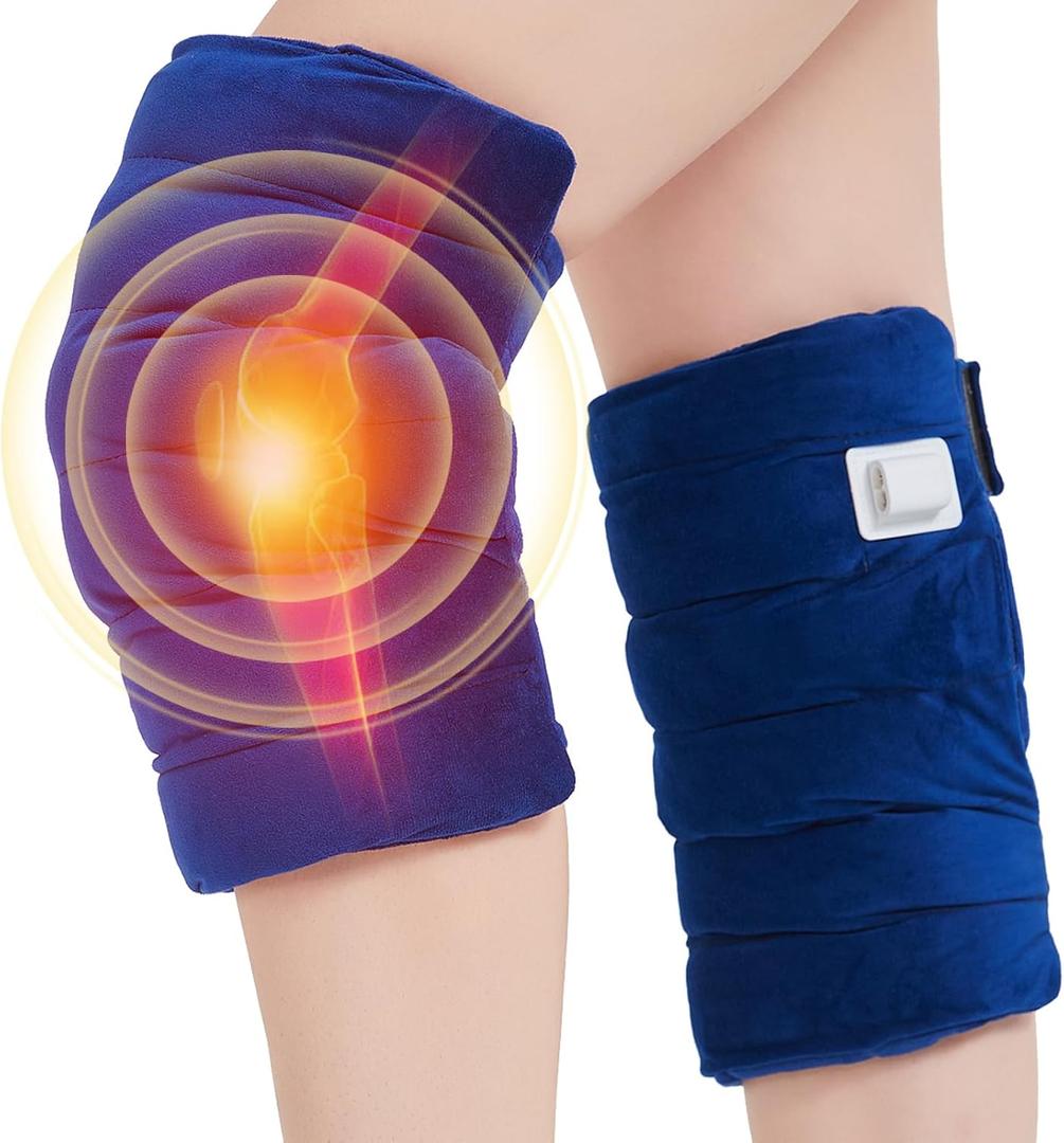 Knee Heating Pad for Arthritic, 2PCS Super Soft Electric Heat Pad for Leg, 20s Fast Heating Knees Warmers with 10-90min Auto-Off Timer, 86-158 Heat Level (No Battery, No Vibration)