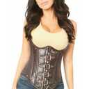 Top Drawer Steel Boned Distressed Faux Leather Underbust Corset Top 6XL