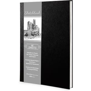Hardcover Sketch Book 9" x 12", Sketchbook Drawing Pads, 160GSM Thick Smooth Sketching Paper 46 Sheets/92 Pages, Micro-Perforated Pages