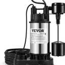 VEVOR 1.5 HP Submersible Cast Iron and Steel Sump Pump, 6000 GPH Submersible Water Pump with Integrated Vertical Float Switch, for Basement Water Basin and Flooding Area