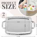 2 Pcs Silver Serving Tray Elegant Floral Metal Plate Silver Platter for Buffet Wedding Party Jewelry Decorative (Oblong with Handle)
