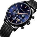 CRRJU Men's Fashion Casual Watches Auto Date Chronograph Watch Men Nice Work Watches Waterproof 30M Full Steel Quartz with Mesh Strap