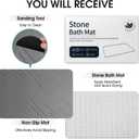 ZIKIBL Stone Bath Mat Diatomaceous Earth Shower Mat Non-Slip Super Absorbent Diatomite Stone Mats for Bathroom Floor/Ktichen Cuonter Quick-Drying Easy to Clean (24''*16'' Grey-Feather)