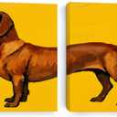 2 Pcs Dog Decor Dog Gifts Wall Decor Canvas Wall Art Framed Art Prints Artwork Posters for Home Living Room Bathroom Girls Room Farmhouse Bedroom Wall Decorations Paintings Pictures 7.8X7.8 Inch