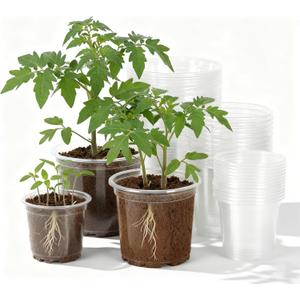 Clear Nursery Pots with Drainage, 30 Pack 4/5/6 Inch Plastic Pots for Indoor Plants, Transparent Seed Starter Pots, Clear Plant Pots with Drainage Holes, Pot Liners for Seedlings & Houseplants