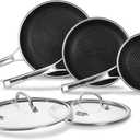 OATOFP Non Stick Frying Pans Set with Lids, Hybrid Skillet Set Nonstick (8+10+12inch), Pans for cooking, PFOA Free Stainless Steel Kitchen set, Dishwasher and Oven-Safe Cookware Sets