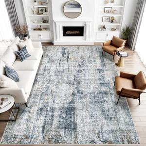 8x10 Area Rug for Living Room: Washable Abstract Soft Rugs Non Slip Modern Stain Resistant Low Pile Carpet for Dining Room Bedroom Nursery Office (Multi Blue, 8'x10')