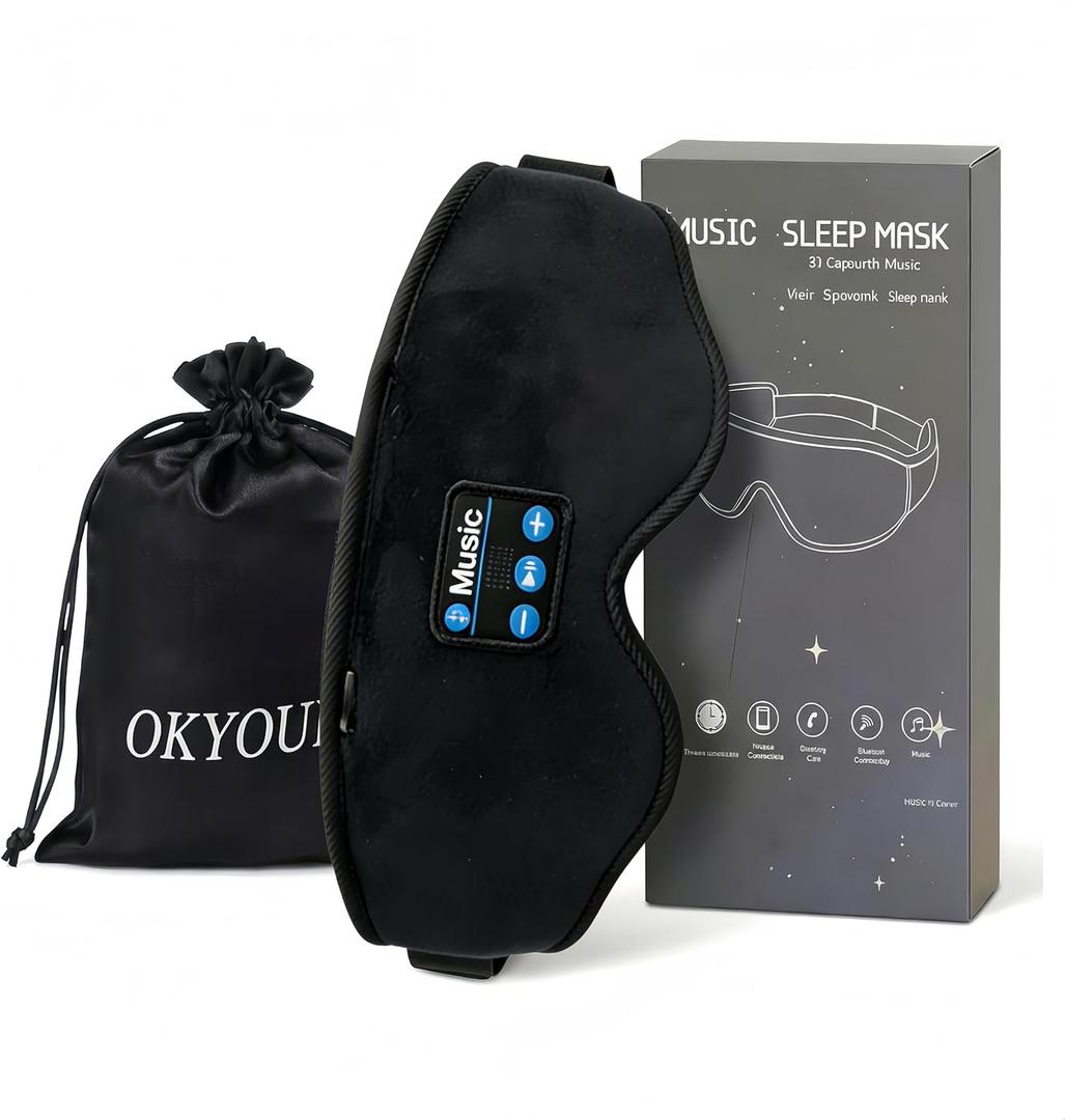 2026 New Sleep Headphones Pro | Built-in White Noise Sleep Mask,75g Ultra-Light Bluetooth Eye Mask for All Face Shapes, Zero-Pressure Fit, Breathable Bamboo, 100% Blackout for Deep Sleep & Travel