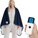 Heated Wearable Shawl, Heated Blanket Electric Throw for Gifts, 33x59 Inch Super Cozy Soft Wearable Blanket with 6 Heating Levels & 5 Timer Settings, Auto Shut Off, Machine Wash (Navy Blue)