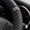 Osilly Bling Car Steering Wheel Cover, 15 Inch Rhinestones Soft Leather Elastic Steering Wheel Protector, Sparkly Crystal Diamond for Women Girls, Car Interior Accessories for Most Cars (Black)