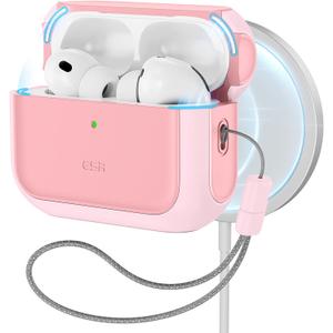 ESR for AirPods Pro 3 Case, Compatible with AirPods Pro 3rd Generation Case (2025), Compatible with MagSafe, Full Drop Protection Cover with Lanyard, Pink