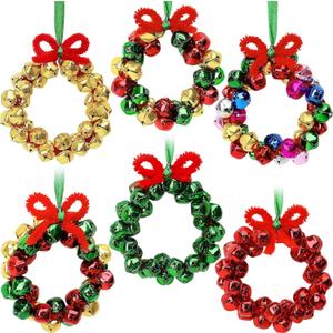 AWHETIE Christmas Crafts for Adults Kids,6 Sets Christmas Beaded Ornament Kit to Make, Jingle Bell Wreath Ornament, DIY Xmax Tree Kits Holiday Tree Decorations Party Supplies