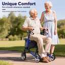 WOTURE Foldable Rollator Walker with Seat & Backrest 8" All Terrain Wheels for Indoor/Outdoor Use, Lightweight Mobility Aid with Storage Bag & Cane Holder, Adjustable Handles & Brakes, Blue