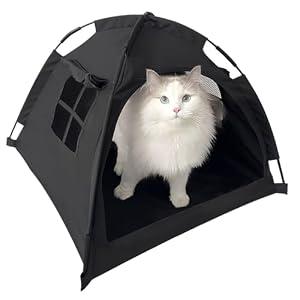 Nockovi Open Design Pet Tent, Cozy Monitoring Bed for Cats & Puppies, Breathable Mesh Walls for Security & Ventilation, Indoor Outdoor Travel, Black