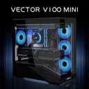 Lian Li VECTOR V100 MINI Micro Form Factor Compact PC Case, Pre-install 4 x 120mm ARGB PWM Fans, Panoramic Tempered Glass, Support Backet-Connect Micro-ATX, 415mm GPU, 360mm Radiator - Black(V100RMIX)