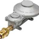 Flame King 300,000 BTU Horizontal Mounted 2-Stage Propane LP Regulator with POL for RVs, Vans, Trailers, Campers, 100LB Tanks, ASME Tanks, Generators