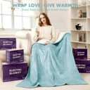 Electric Blanket Twin 62" x 84" - Soft Cozy Flannel Sherpa Heated Blanket Twin with 5 Heating Levels & 10 Hours Auto Off, Ideal Gift for Grandma, Machine Washable and ETL Certified (Blue)